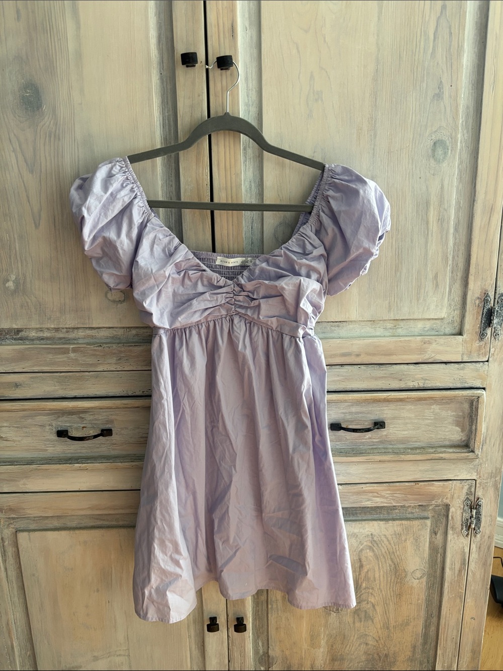 Altar'd State Lilac Puff Sleeve Mini Dress